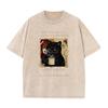 Cats Love To Drink Coffee Print Men Washed Tshirt Casual Loose T Shirts Summer Cotton Streetwear Soft Breathable Short Sleeve