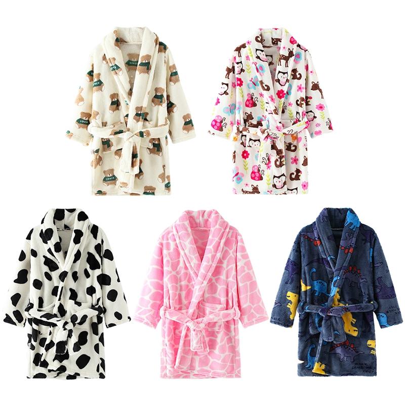 Kinder-Flanell-Bademantel für Jungen und Mädchen, hautfreundlich, weich und bequem, mit Taschen
