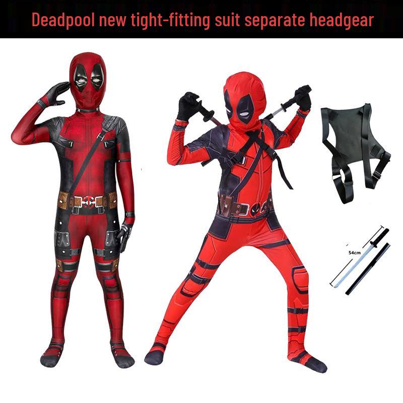 Kids' Deadpool Cosplay Jumpsuit Costume - Anime Style Performance Outfit