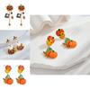 Creative Stylish Halloween Pumpkin Skull Tassel Earrings With Sparkling Zircon Stones For Women