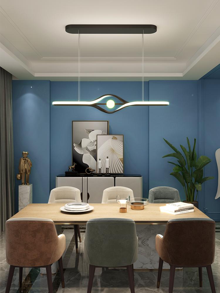 Nordic LED Restaurant Chandelier Simple Creative Black Living Room Bar Pendant Light Personality Kitchen Lsland Hanging Lamp