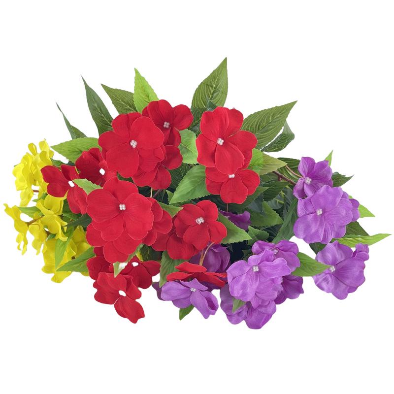 Cross-border Silk Impatiens Fake Flowers for Home, Dining Table, Garden, Fence, or Courtyard Decor.