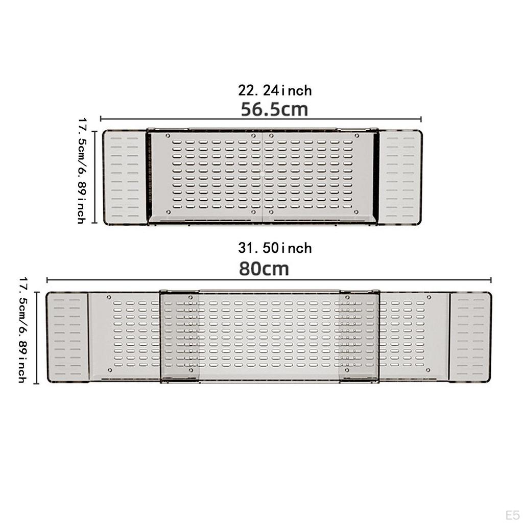 Bathtub Tray Bath Shelf with Drain Holes Extendable Multi Compartments Organizer Rack for