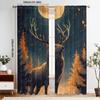 Vintage Deer Curtain Curtains Majestic Starry Night Forest Design Polyester Machine Washabl With Light Blocking