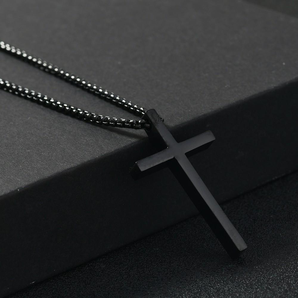 Titanium Steel Cross Necklace for Men & Women - Douyin Bestseller, Stainless Steel Sweater Chain, Niche & Personalized Design