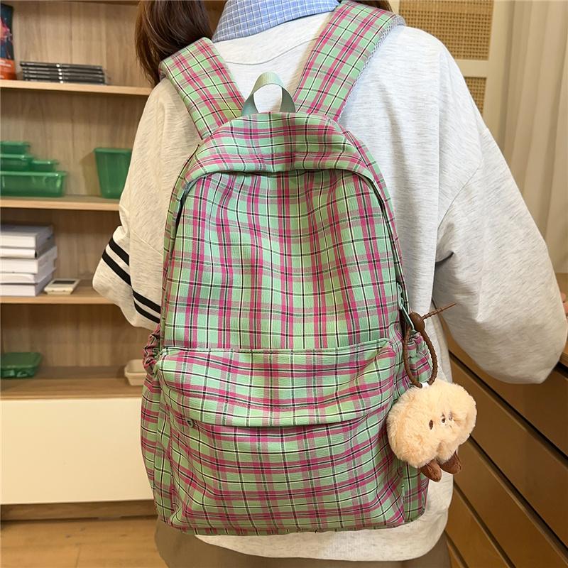 Plaid Schoolbag Women's Lightweight Backpack
