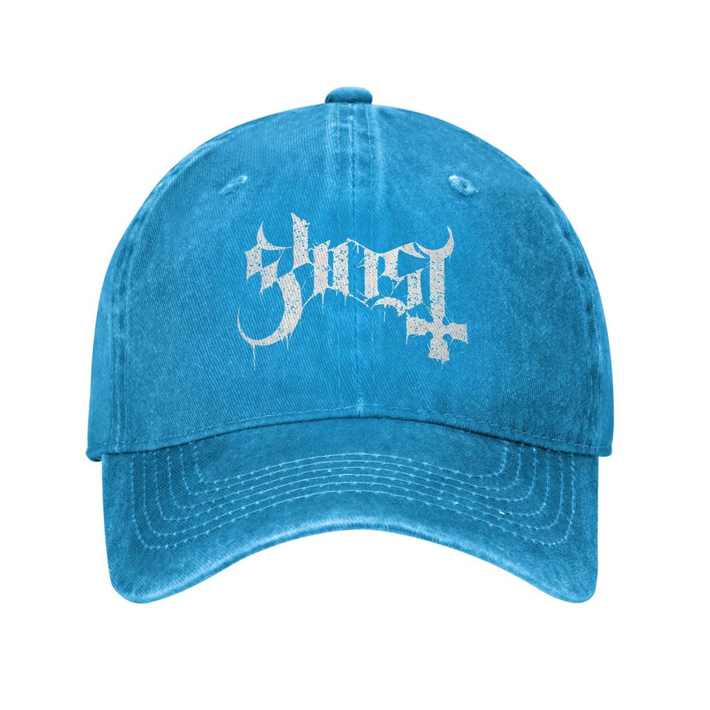 Modische Baseballkappe mit Ghost Band-Logo für Damen und Herren, Used-Look, Snapback-Verschluss, verstellbare Passform, ideal für Outdoor-Aktivitäten und Sport.