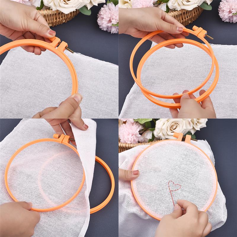 Sewing Tool Round Oval Wooden Color Embroidery Hoops Frame Set Plastic Embroidery Hoop Rings For DIY Cross Stitch Needle Craft