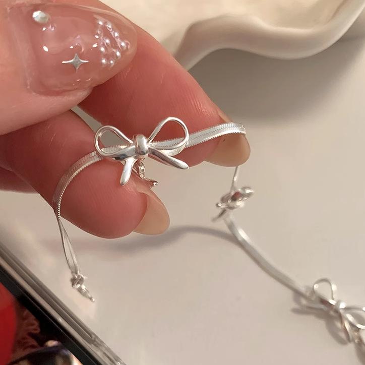 Popular 925 Silver Bow Bracelet: Elegant High-End Design for Women