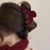 French Red Velvet Hair Clips Cute Hair Claw Clip Fashion Ponytail Barrettes Clip  Daily Life