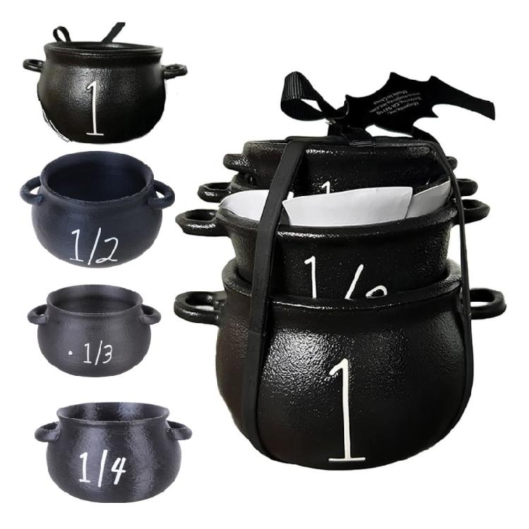 Mystical Halloween Cauldron Measuring Cups Witches Themed Baking Essential For Potion Recipes Party Supplies And Festival Crafts
