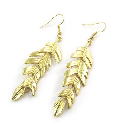 [N3635] - Golden 'Gold Leaf' Earrings