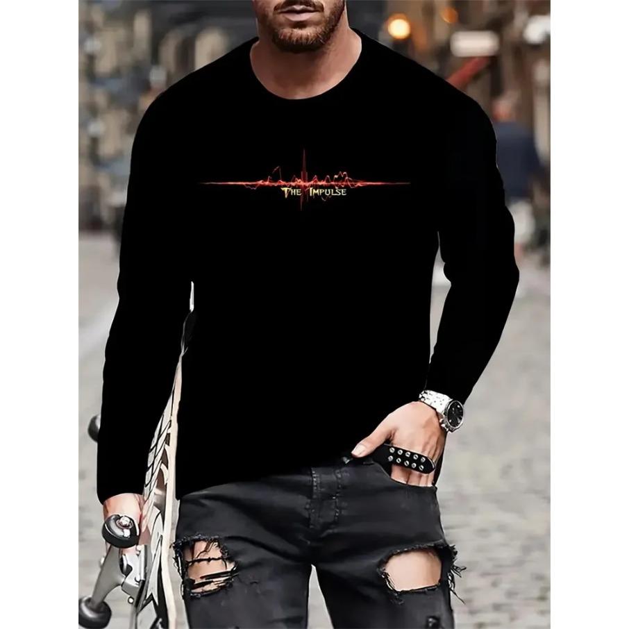 Outdoor Street Fashion Crewneck Men's Long Sleeve T-shirt Autumn New Letter Print Casual Long Sleeve Daily Casual Men's Top