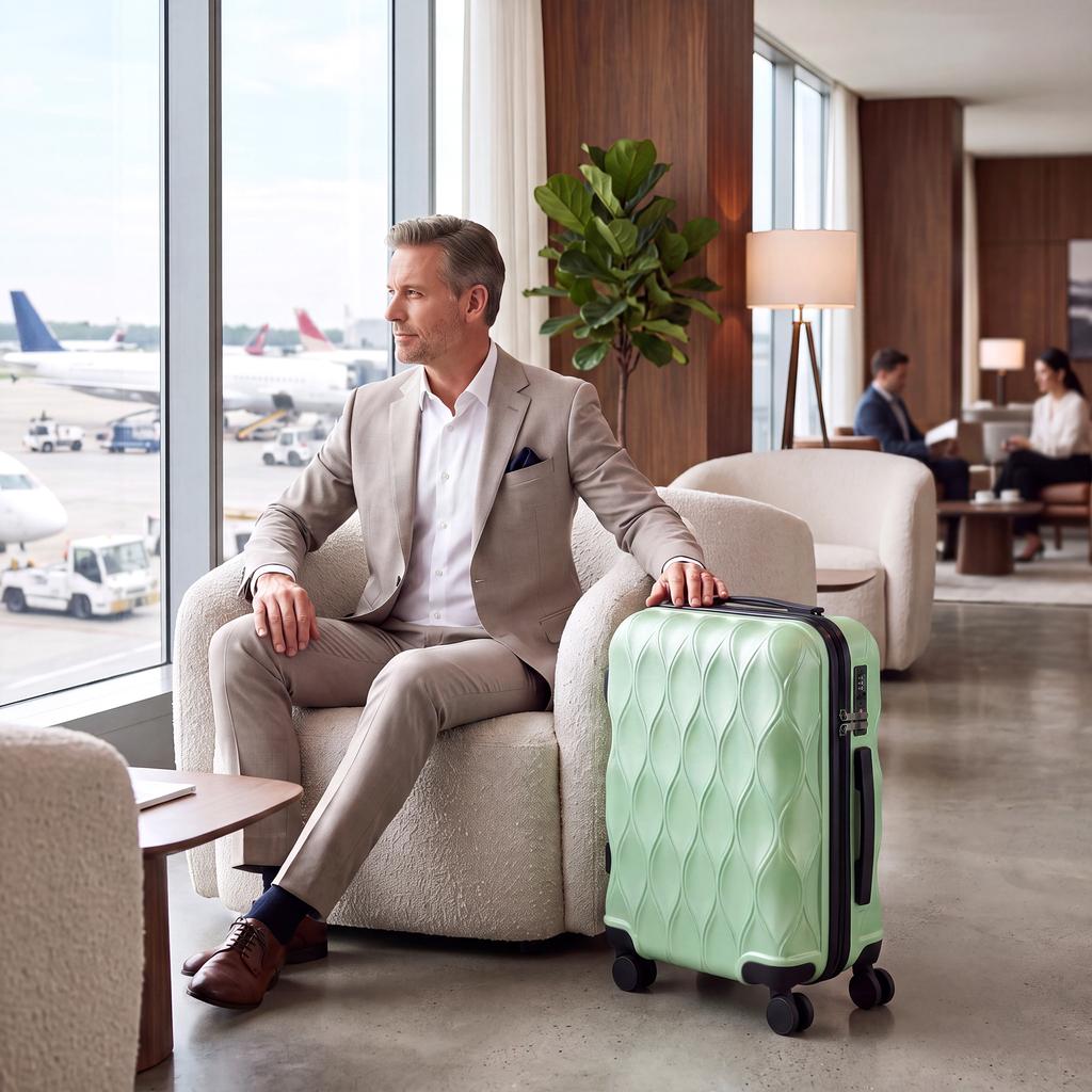 22Inch 56cm 41L Suitcase, ABS Hard Shell Carry On Luggage, Green