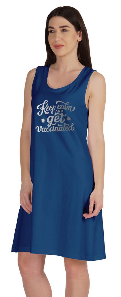 Inkmeso Keep Calm and Get Vaccinated T-Shirt Funny Pro Vaccine Summer Scoop Neck