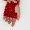 Fuzzy Hook Finger Exposed Finger Glove Red Clothing Performance Glove  Christmas Gifts