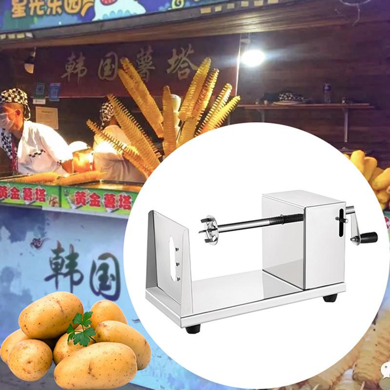 Potato Cutter Tornado Semi-automatic Stretching Spiral Thick Stainless Steel, Manual Slicer French Fry Machine Vegetable Cutter