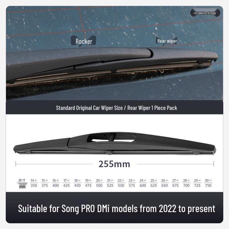 Compatible Frameless Wiper Blades for BYD Song PRO DMi - Silent Rubber Strips for Front and Rear