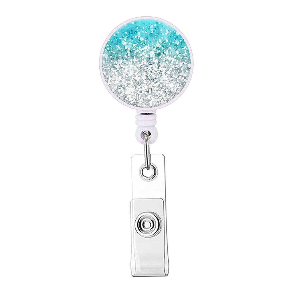 Glitter Sequins Drops Retractable Badge Reel Id Badge Holder for Nurse Doctor Name Holder Retractable Keychain