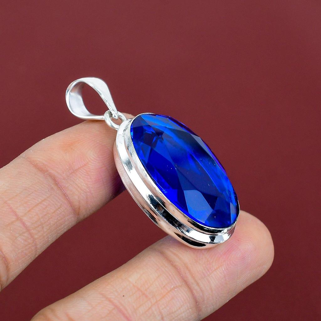 Faceted tanzanite quartz pendant 925 sterling silver pendant handmade pendant tanzanite quartz gemstone jewelry birthstone pendant for gifts