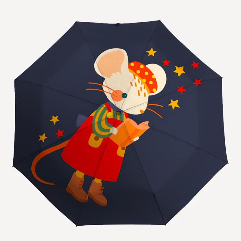 

1pc Mouse Story Auto Open/close, All-Season Portable Folding Umbrella for Women & Men, Travel, Everyday, Formal Events - Compact Luxury Parasol, Outdo