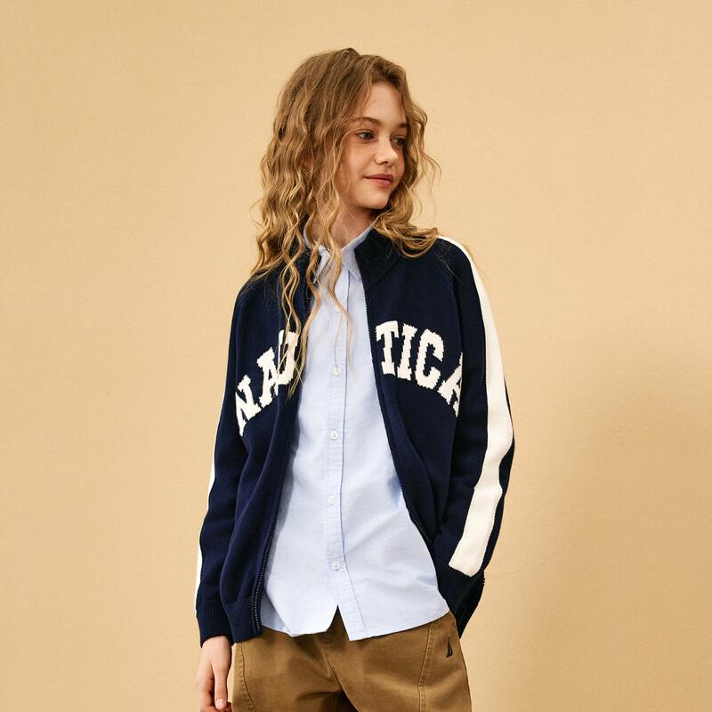 NAUTICA Kids Retro Jacquard Cotton Knit Zip Cardigan