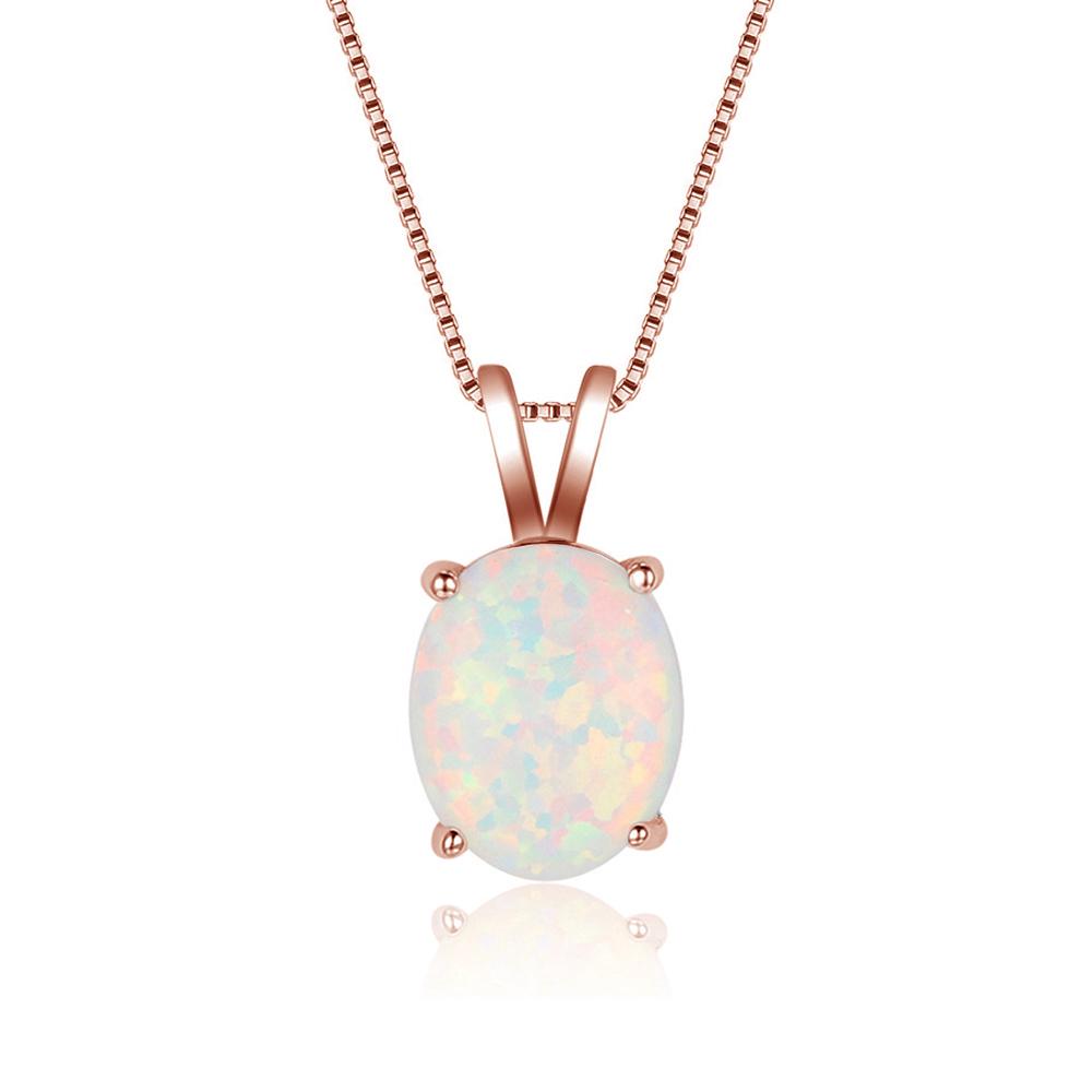 Böhmen Oval Weiß Blau Imitation Opal Anhänger Halskette Für Frauen Mädchen Party Glamour Schmuck, Verlobung, Hochzeit Band Zubehör