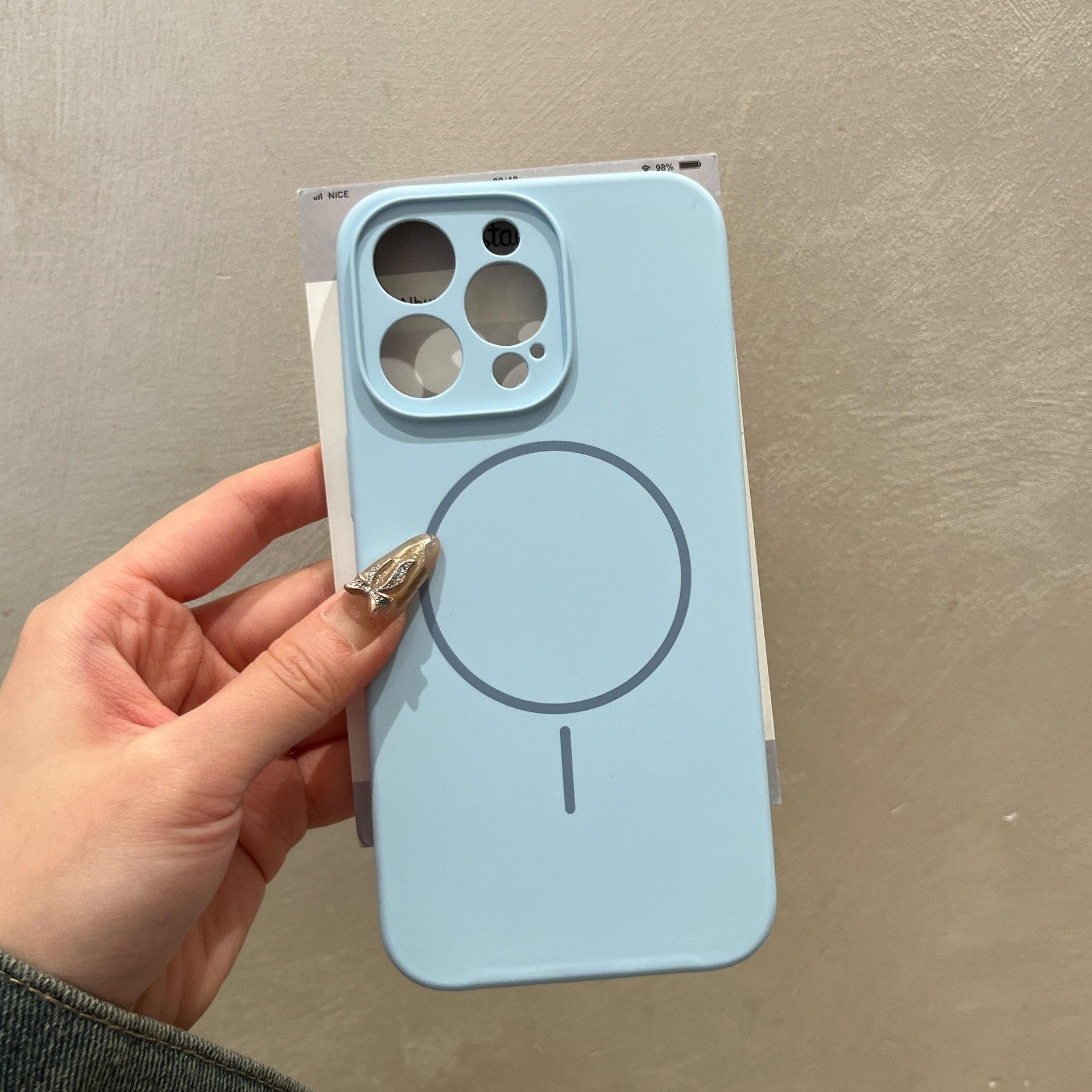 

Подходит для iPhone16promax Жидкий силикон Тонкий круг Магнитная адсорбция Apple 15 Отверстие для семени Полное ощущение кожи Чехол для мобильного телефона 14 iPhone 12 PROMAX