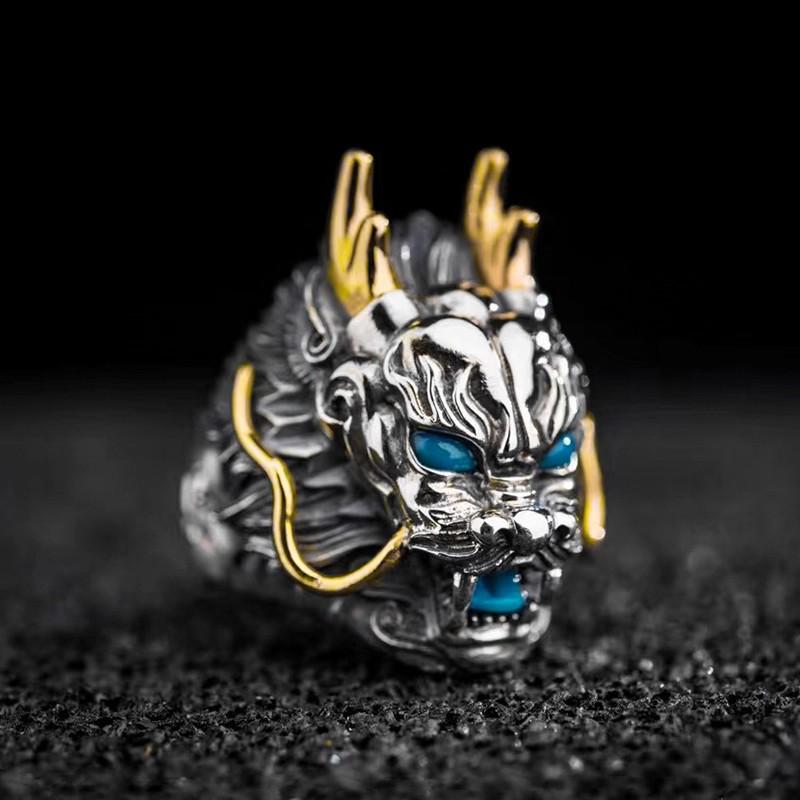 Męski Modny Retro Pierścień Boskiego Smoka – Ręcznie Robiony, Luksusowy Dodatek na Palec Wskazujący