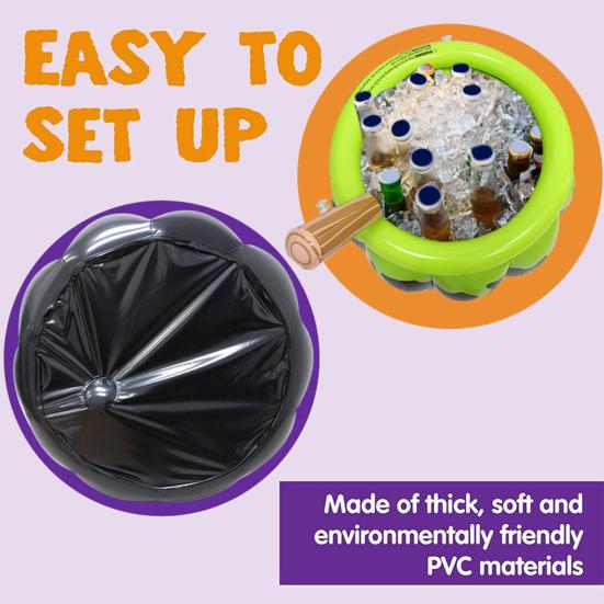 Inflatable Cauldron Cooler Halloween Witch Cauldron Ice Bucket Summer Party Drink Container Beverage Holder for BBQ Party Supplies