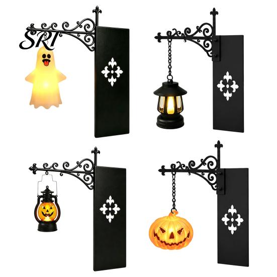 Portable Battery Powered Lamp Halloween Bookshelf Light, Vintage Metal Decorative Shelf Lamp, Miniature Chandelier for Bookcase Warm LED Nightlight