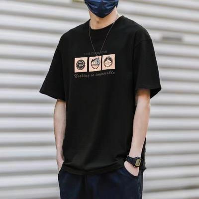 100% Cotton Mens Short-Sleeved T-shirt O-neck Casual Loose Tee Man Hip Hop Pullover Shirt