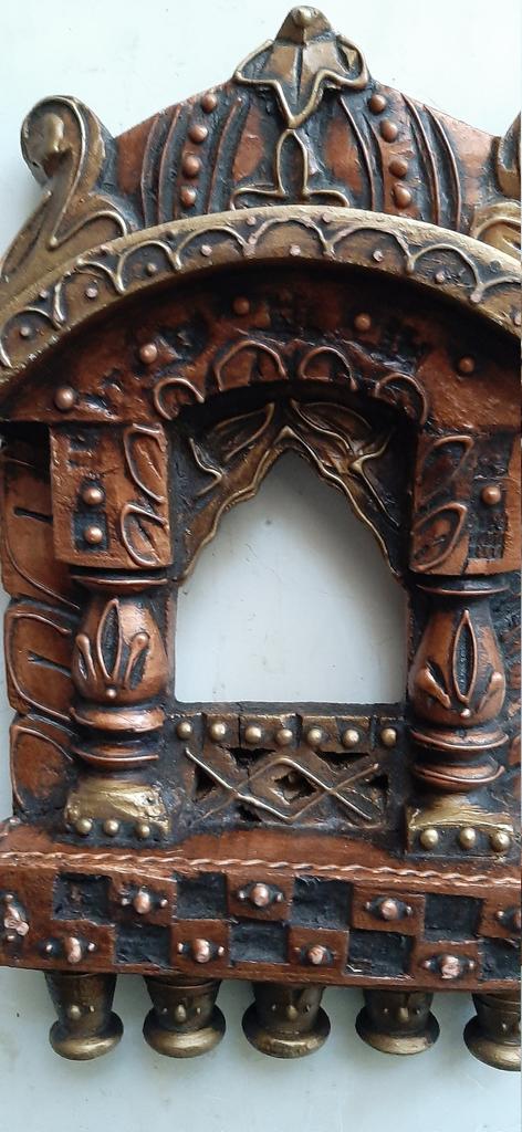 Handmade Wooden Jharokha: Rajasthani Mina Painted Wall Hanging