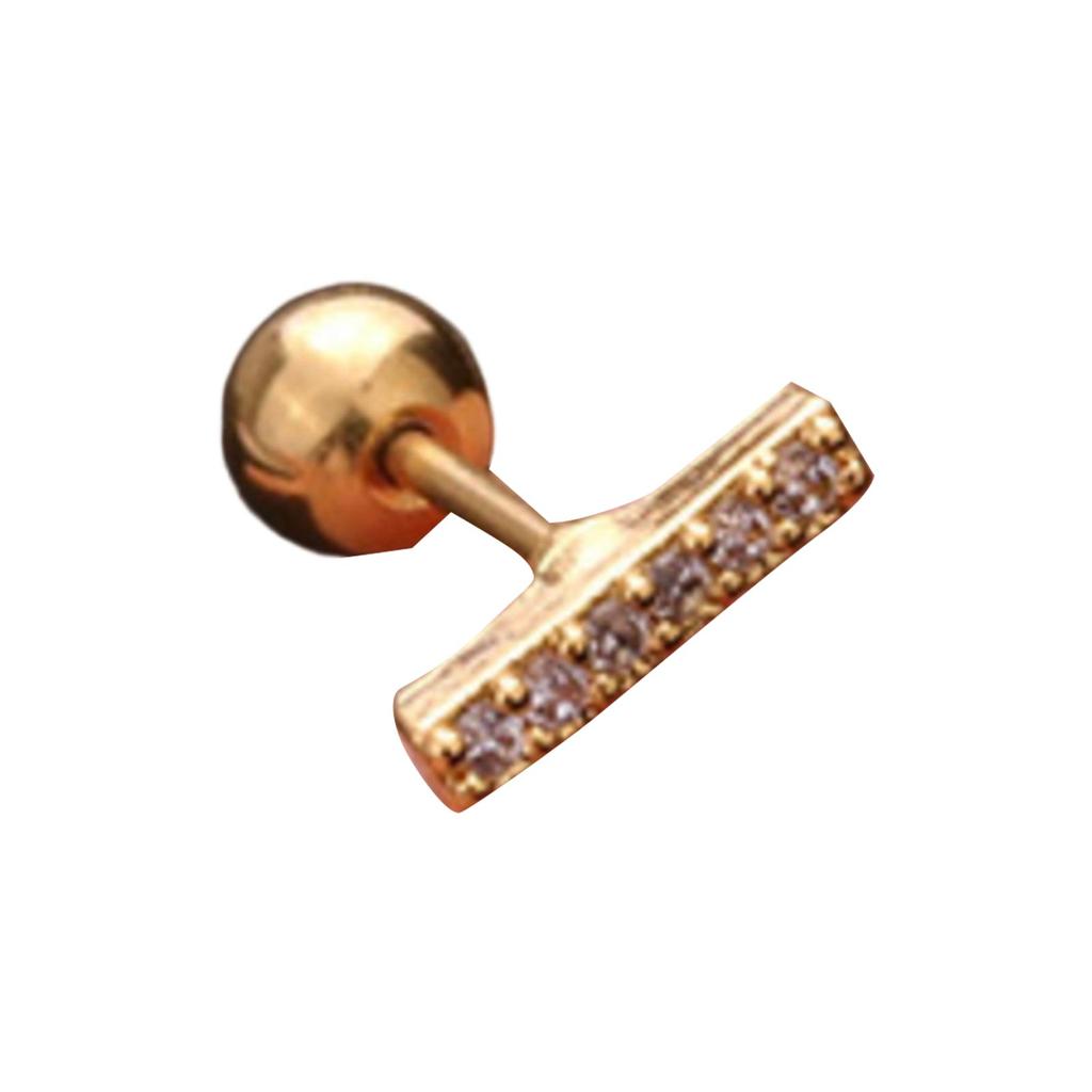 Titanium Steel & Stainless Steel Post Crown Ear Studs With Micro-Pavé Zircon - Screw-Back Ball Fashion Earrings For Western Piercing Jewelry