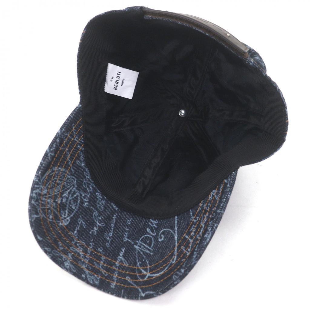 Great BERLUTI cap Calligraphy Scritto Denim Baseball Indigo blue cotton Used