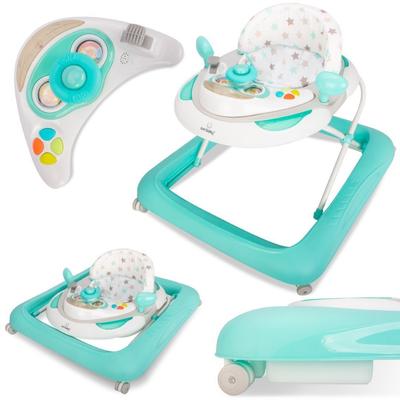Caminador Interactivo para Niños para Aprender a Caminar Ajuste de Altura Volante Frenos Menta Estrellas