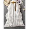 White Skirt Women clothes 2025 Summer Small Mid-Length Casual High Waist Slimming Big Hemline Puffy Cake Skirt