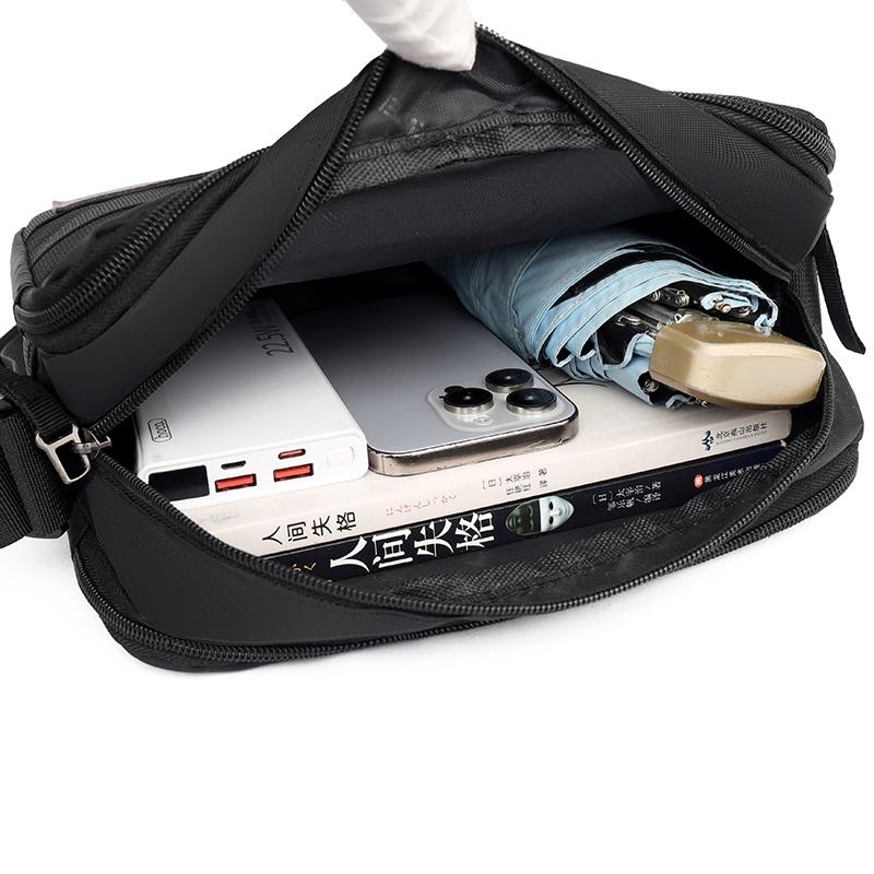 Borsa a tracolla leggera da uomo multistrato in nylon, alla moda, casual, per viaggi d'affari, resistente, con tracolla rimovibile