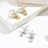 Light Luxury Zircon Flower Earrings Delicate Gentle For Office