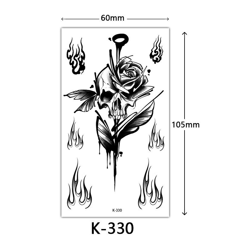 Pegatinas de Tatuaje Impermeables Frescas Pequeñas: Letras Inglesas, Flores, Mariposas, Líneas de Boceto