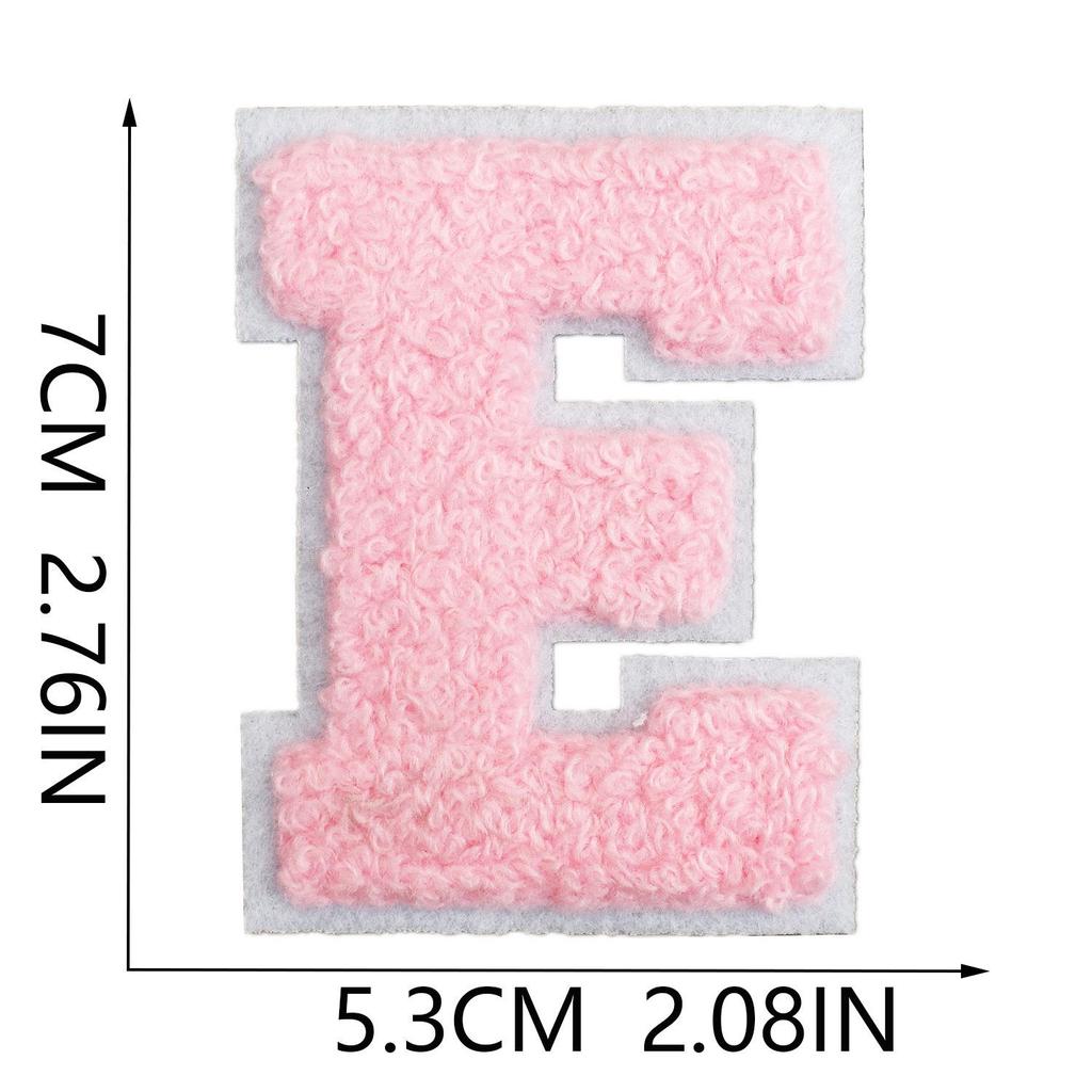 Roaring Sky A-Z Pink Chenille Embroidery Patch: 7cm Iron-on Sticker for Bags