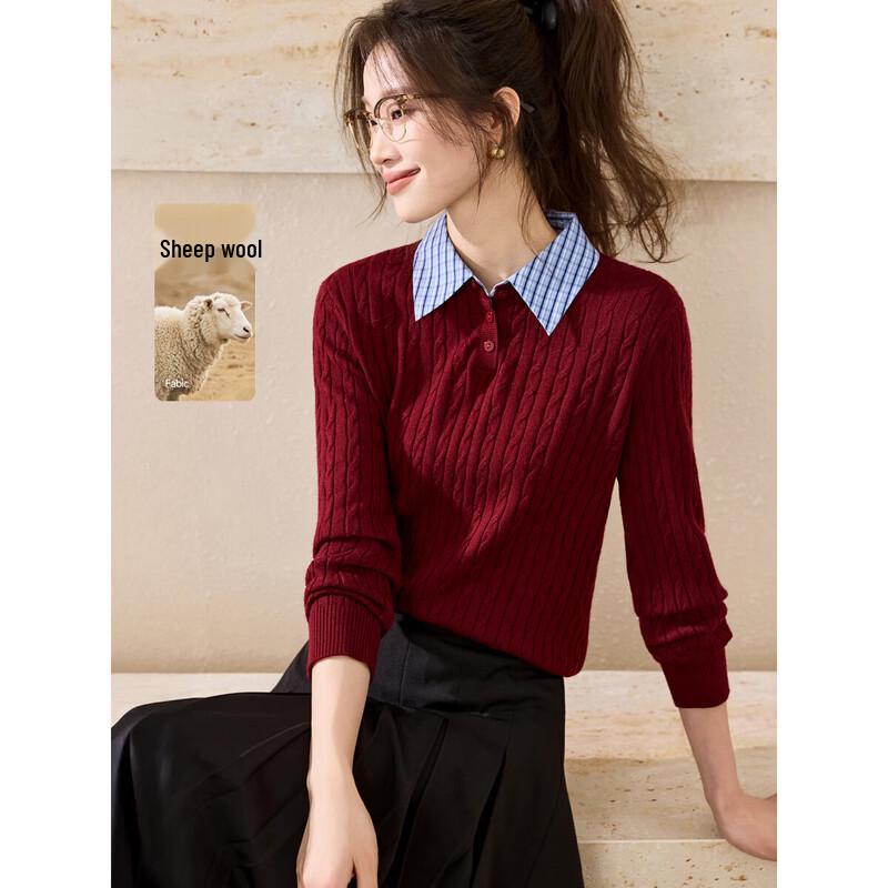 Mohanyimei Wool Blend Cable Knit Polo Sweater