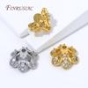 2/4/6Pcs 18K Gold Plated Zircon Beads Caps For Jewelry Making,Round Caps For Beads,DIY Bracelets&Necklaces Accessories