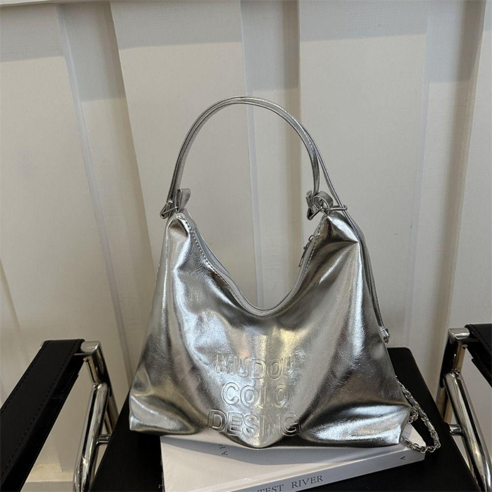 Large Capacity Women's Underarm Bag Korean Style Casual Commuting Bag Pu Leather Tote Bag  Travel