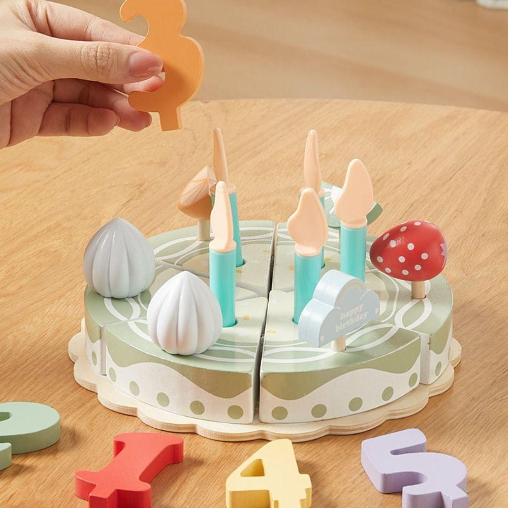 Play House Wooden Cake Model Wooden Kitchen Pretend Toy  Toddlers Boys Girls