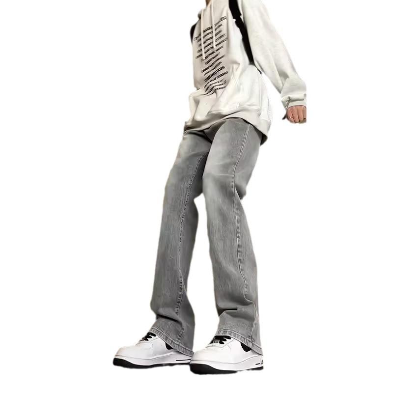 Cleanfit Smoke Grey Jeans Men's Straight Slim Fit American Vintage Pants High Waist Skinny Scimitar Pants