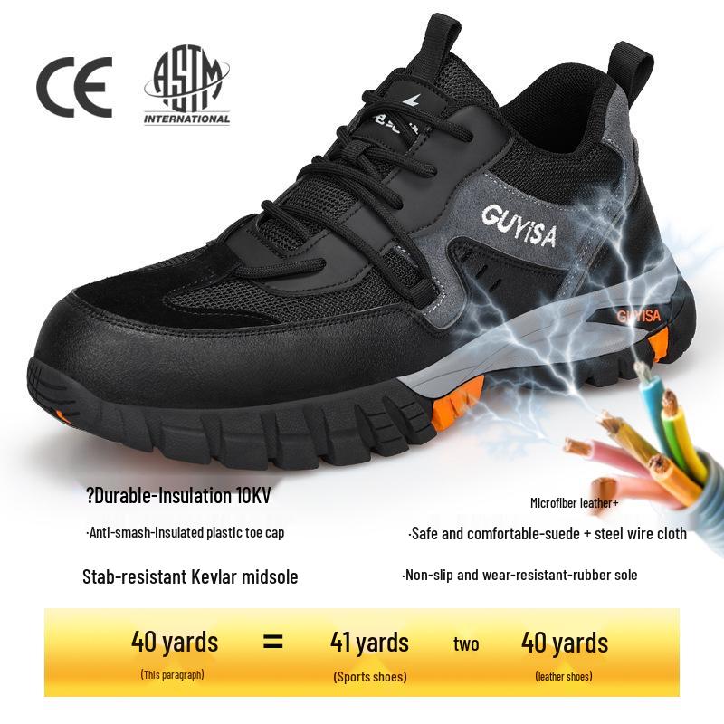 Men's Breathable Safety Shoes: Steel Toe Protection, Anti-Smash, Anti-Puncture, Insulated for Electricians (10KV)