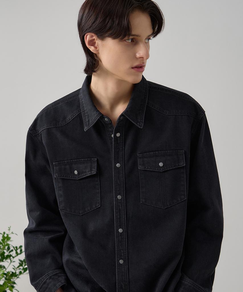 DRAW FIT Cavill Midnight Denim Shirt [Black]