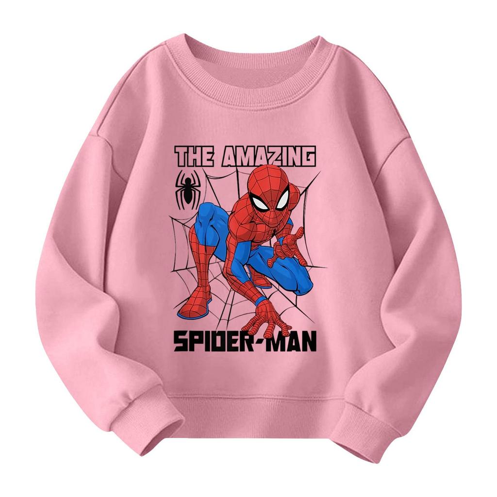 Boys and girls round neck plus velvet pullover printed top sweatshirt