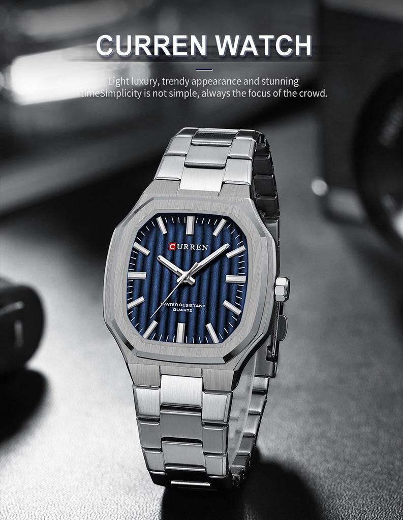 Curren Men's Fashion Steel Band Quartz Business Watch - Model 8458
